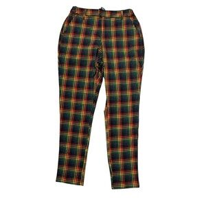 Hot Topic rainbow plaid tapered pants size medium, stretch waist‎